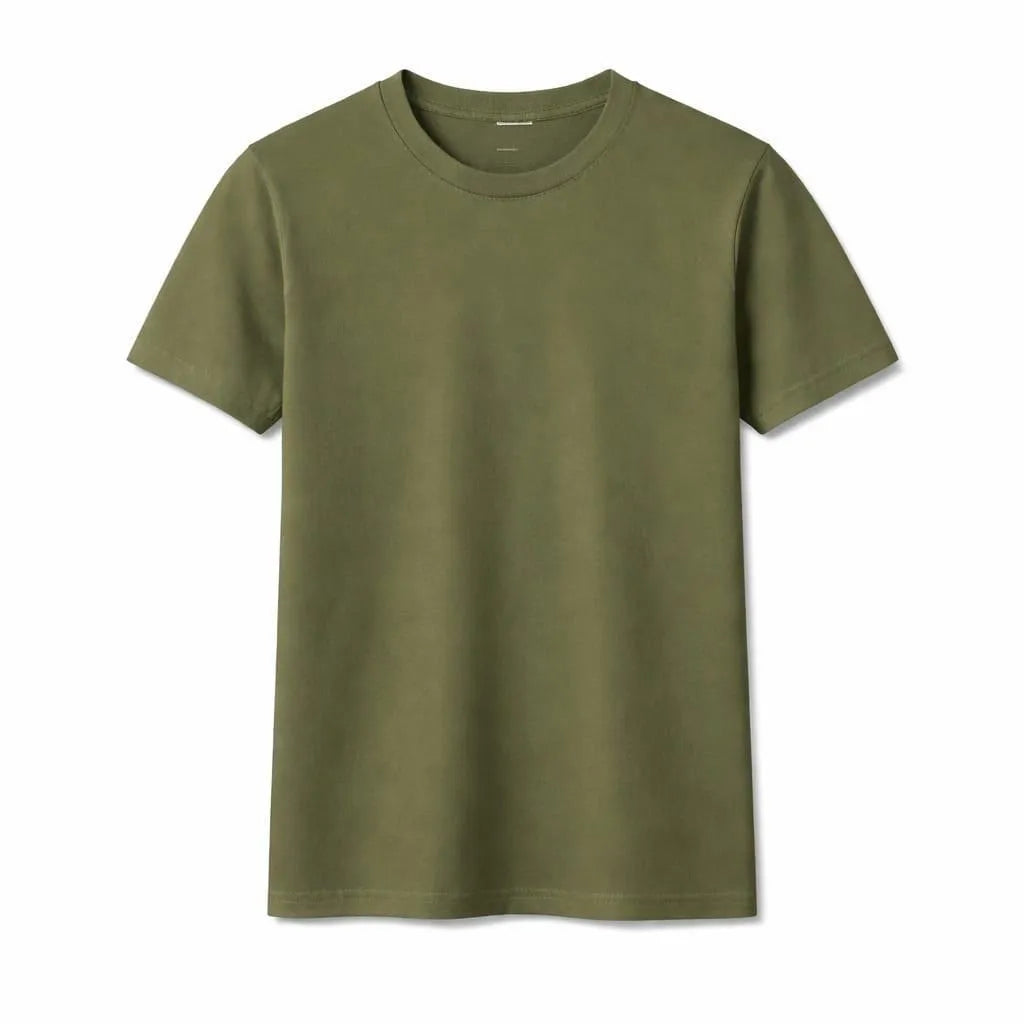 Premium Pack of 3 Crew Neck T-Shirts Black White Olive Green Pehnawa