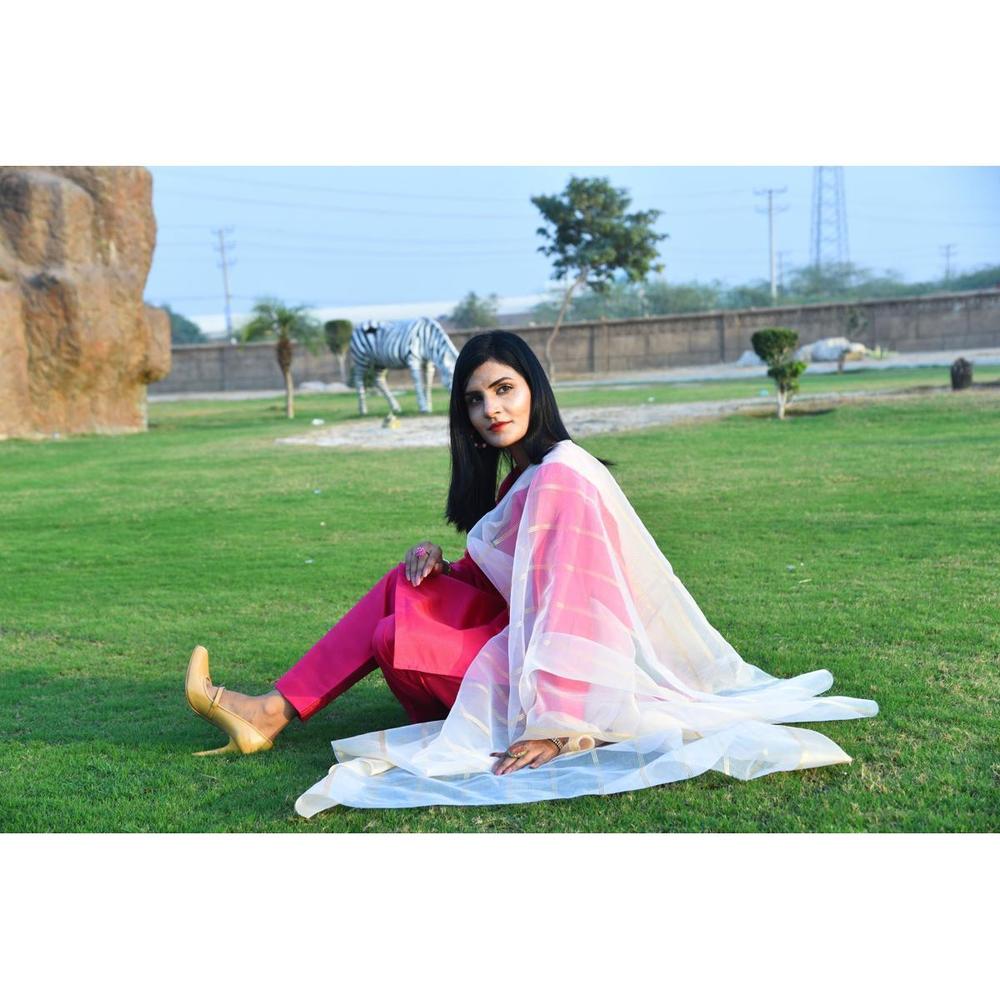 3 Pcs Coton Silk Suit with Organza Dupatta for Women