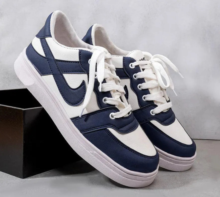 Men's Blue Rexine Sneakers Formal Casual Lightweight Breathable Pehnawa