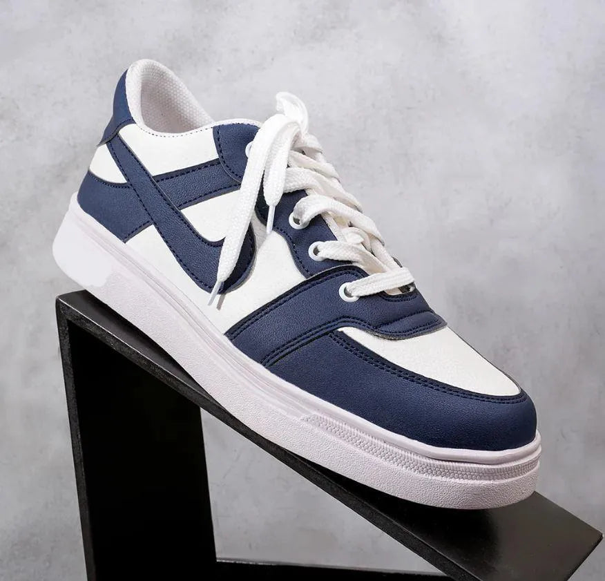 Men's Blue Rexine Sneakers Formal Casual Lightweight Breathable Pehnawa