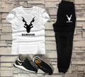 Men Cotton Markhor Graphic Track Suit Black White XL
