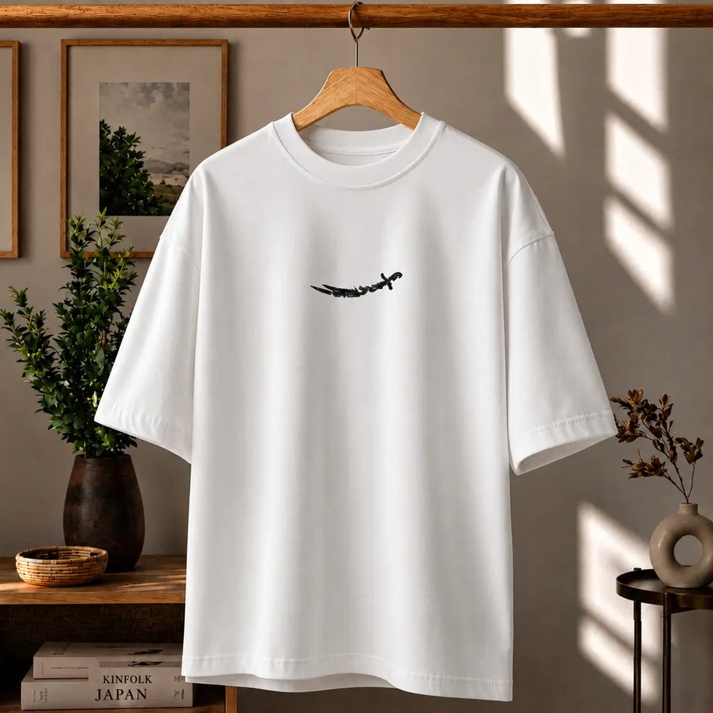 Premium Arabic Typography & Keffiyeh Graphic Drop Shoulder Black T-Shirt - Oversized PC Fabric Tee Pehnawa