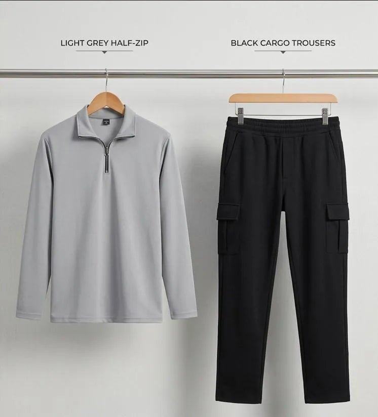 2 Pcs Men's Dri Fit Plain Zipper Track Suit Pehnawa