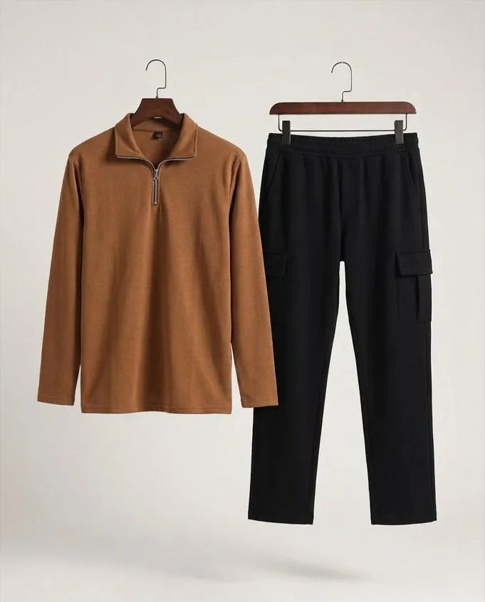 2 Pcs Men's Dri Fit Plain Zipper Track Suit Pehnawa