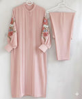 Peach Embroidered Linen 2-Piece Set Small to Large