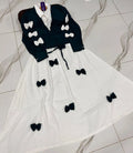 Maroon Heart Print Maxi Jacket Set for Women