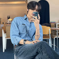 Korean Inspired Denim Shirt Black Loose Fit