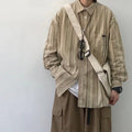 Men Striped Long Sleeve Shirt Loose Fit Autumn Casual