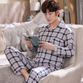 Men Long Sleeve Cotton Pajamas Plus Size Winter Home Wear