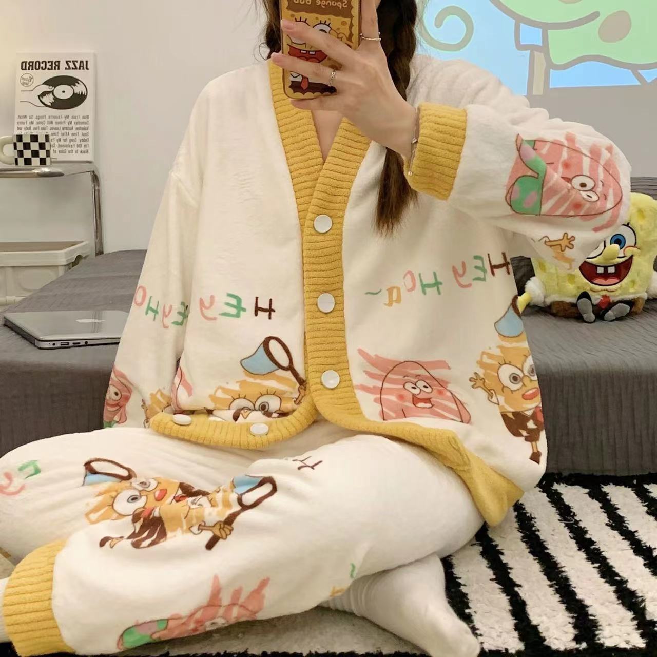 Women's Cute Kulomi Fleece Pajamas Winter Set