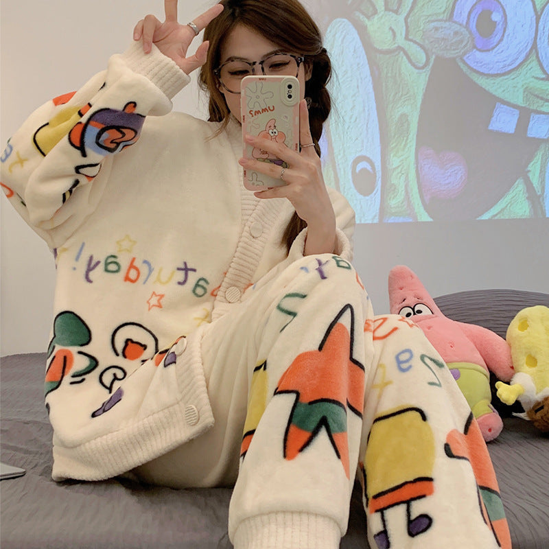 Women's Cute Kulomi Fleece Pajamas Winter Set
