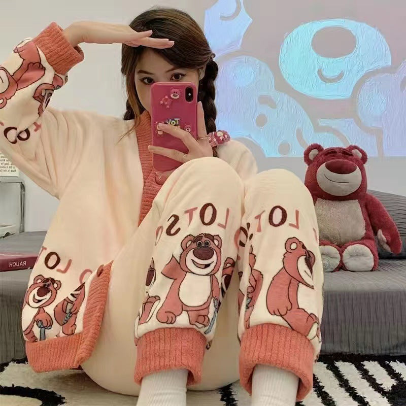 Women's Cute Kulomi Fleece Pajamas Winter Set