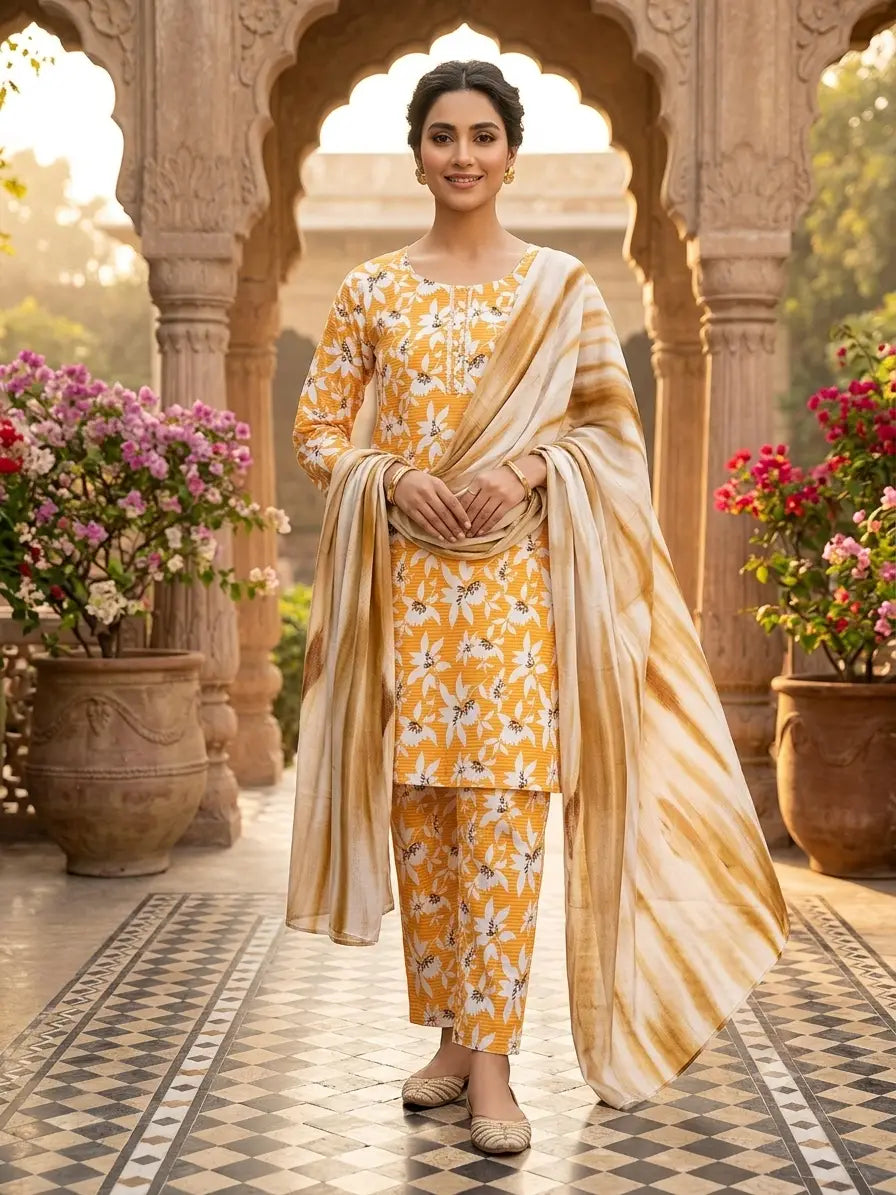 3 Pcs Women's Stitched Printed Suit